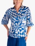 chesca Abstract Geometric Swirls Shirt, Royal Blue/White