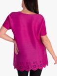 chesca Lazer Cut Out Hem Top, Fuchsia