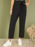Yumi Tailored Linen Blend Cropped Trousers, Black