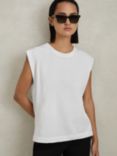 Reiss Morgan Cotton Capped Sleeve T-shirt, White