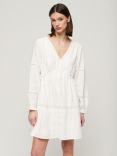 Superdry Ibiza Long Sleeve Tiered Mini Dress, White