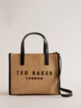 Ted Baker Paolina Faux Raffia Small Icon Bag, Natural/Black