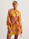 Ted Baker Akemi Graphic Print Mini Dress, Orange/Multi