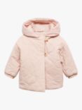 Mango Baby Spring Quilted Hooded Jacket, Pink
