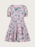 Monsoon Kids' Elephant Print Tiered Dress, Pale Pink