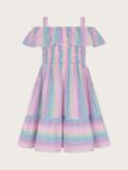 Monsoon Kids' Stripe Frill Beach Midi Dress, Multi