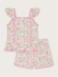 Monsoon Kids' Penny Ditsy Floral Print Jersey Shorty Pyjamas, Pink/Multi