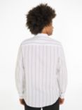 Calvin Klein Linen Blend Stripe Shirt, White/Delta Green