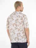 Calvin Klein Flower Print Cuban Collar Shirt, Egret/Clay