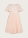 Monsoon Kids' Florence Sequin Pleated Occasion Dress, Pink