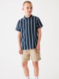 Ted Baker Kids' Logo Stripe Zip Polo Shirt, Navy