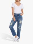 Current/Elliott The Boyfriend Original Fit Distressed Jeans, Peaceful Medium Blue