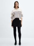 Mango Ricciove Collar Stripe Jumper, Cream/Navy