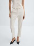 Mango Tempo Straight Suit Trousers, Light Beige