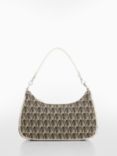 Mango Ares Small Jacquard Shoulder Bag, Beige/Multi