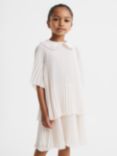 Reiss Kids' Nadia Collared Pleated Tiered Dress, Ivory