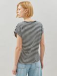 Albaray Stripe Roll Sleeve T-Shirt, Black
