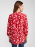 Hobbs Essie Floral Notch Neck Blouse, Red/Multi