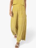 Traffic People The Chorus Evie Ditsy Floral Print Wide Leg Trousers, Yellow/White