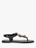 Dune Linaria Floral Embellished Leather Toe Post Sandals, Black