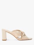 Dune Wide Fit Maizing Soft Leather Twist Strap Mules, Cream