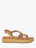 Dune Ledge Embellished Leather Flatform Sandals, Camel