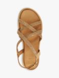 Dune Ledge Embellished Leather Flatform Sandals, Camel