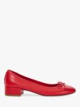 Dune Hollies Leather Block Heel Ballet Pumps, Red