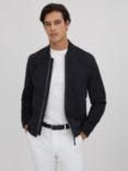 Reiss Dilan Long Sleeve Suede Zip Through Jacket, Navy