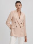 Reiss Eve Double Breasted Blazer, Pink
