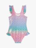 Angels by Accessorize Kids' Iridescent Mermaid Scale Print Frill Swimsuit, Multi