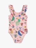Angels by Accessorize Kids' Mermaid Print Frill Swimsuit, Pink/Multi