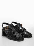 Mango Fisher Leather Jelly Shoes, Black