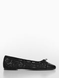 Mango Marian Lace Ballet Pumps, Black