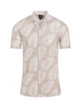 Raging Bull Palm Leaf Cotton Shirt, Brown/White