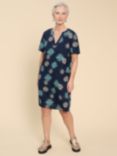 White Stuff Lydia Linen Blend Shift Dress, Navy