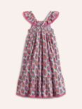 Mini Boden Kids' Shirred Frill Strap Sun Maxi Tiered Dress, Almond Pink Paisley