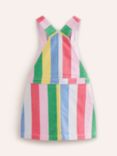 Mini Boden Kids' Rainbow Stripe Dungaree Dress, Multi