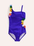 Mini Boden Kids' Floral Cut-Out Swimsuit, Heron Daisy/Multi