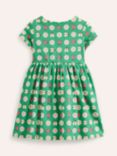 Mini Boden Kids' Fun Daisy & Bugs Print Short Sleeved Jersey Dress, Pea Green