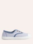 Mini Boden Kids' Canvas Laceless Stripe Pull On Plimsolls, Blue Ticking