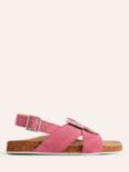 Mini Boden Kids' Novelty Cross Over Suede Sandals, Pink Butterfly