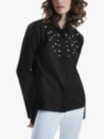 James Lakeland Cotton Blend Pearl Detail Shirt, Black
