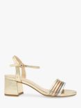 Paradox London Ilaria Metallic Block Heel Tubular Sandals, Gold