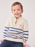 Crew Clothing Kids' Stripe Half Zip Jumper, Navy/White