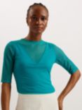 Ted Baker Emikoo Ribbed Mesh Top, Green
