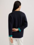 Ted Baker Mikelaa Twisted Neck Jumper, Navy/Turquoise