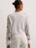 Ted Baker Haylou Floral Woven Front Cardigan, White/Multi