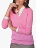 Pure Collection Cashmere V-Neck Jumper, Peony Pink