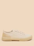 White Stuff Pippa Canvas Lace Up Trainers, Light Natural